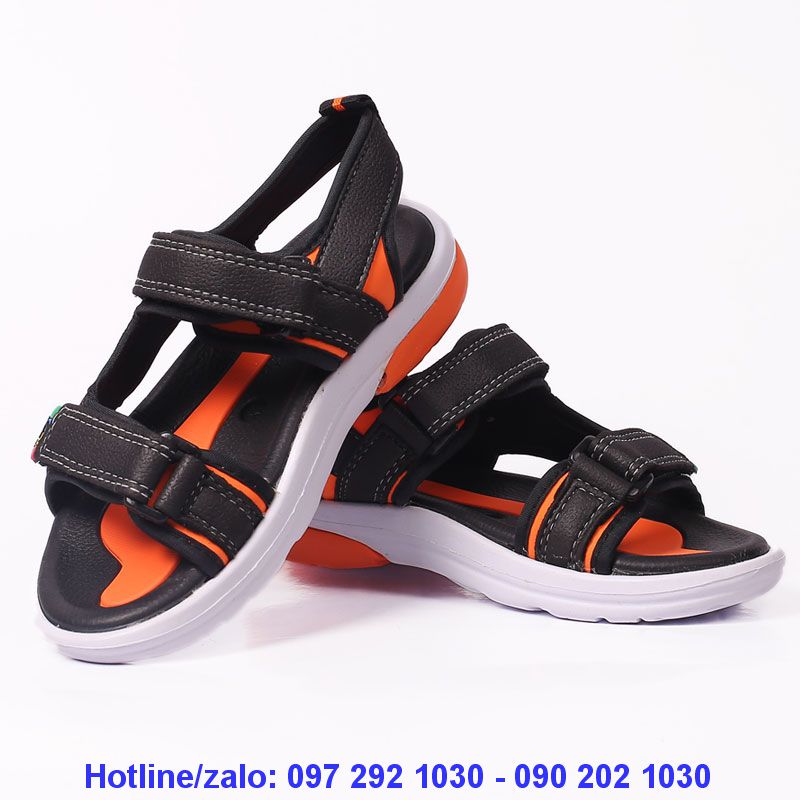 Giày sandal có quai 40538 đen sọc cam